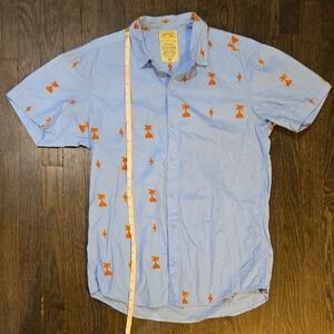 Mens Clandestina Cuba Blue and Orange Patterned Men's Shirt